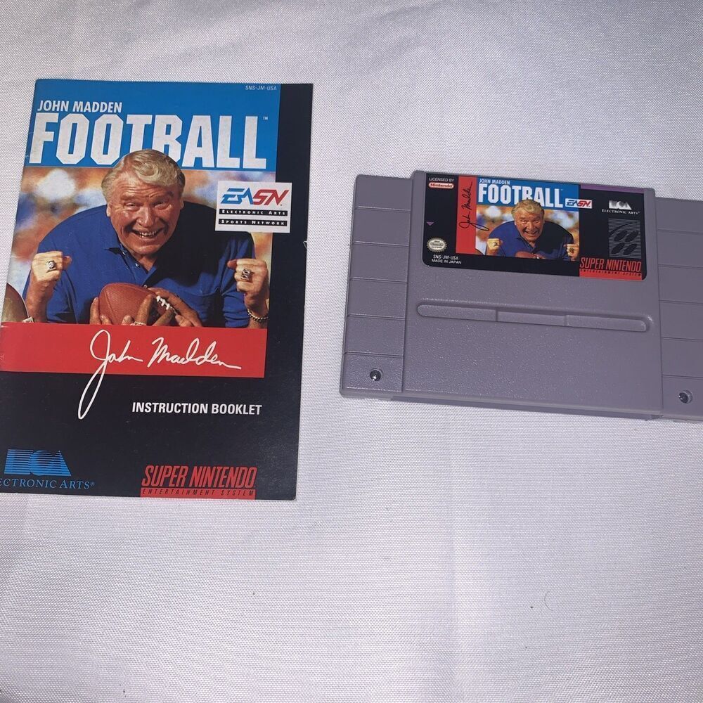 John Madden Football Super Nintendo Entertainment System1991 SNES w/Box Vintage